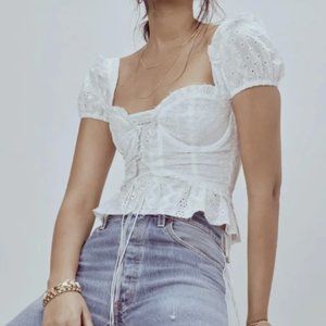 COPY - For Love & Lemons Charlotte Eyelet Lace Up Blouse